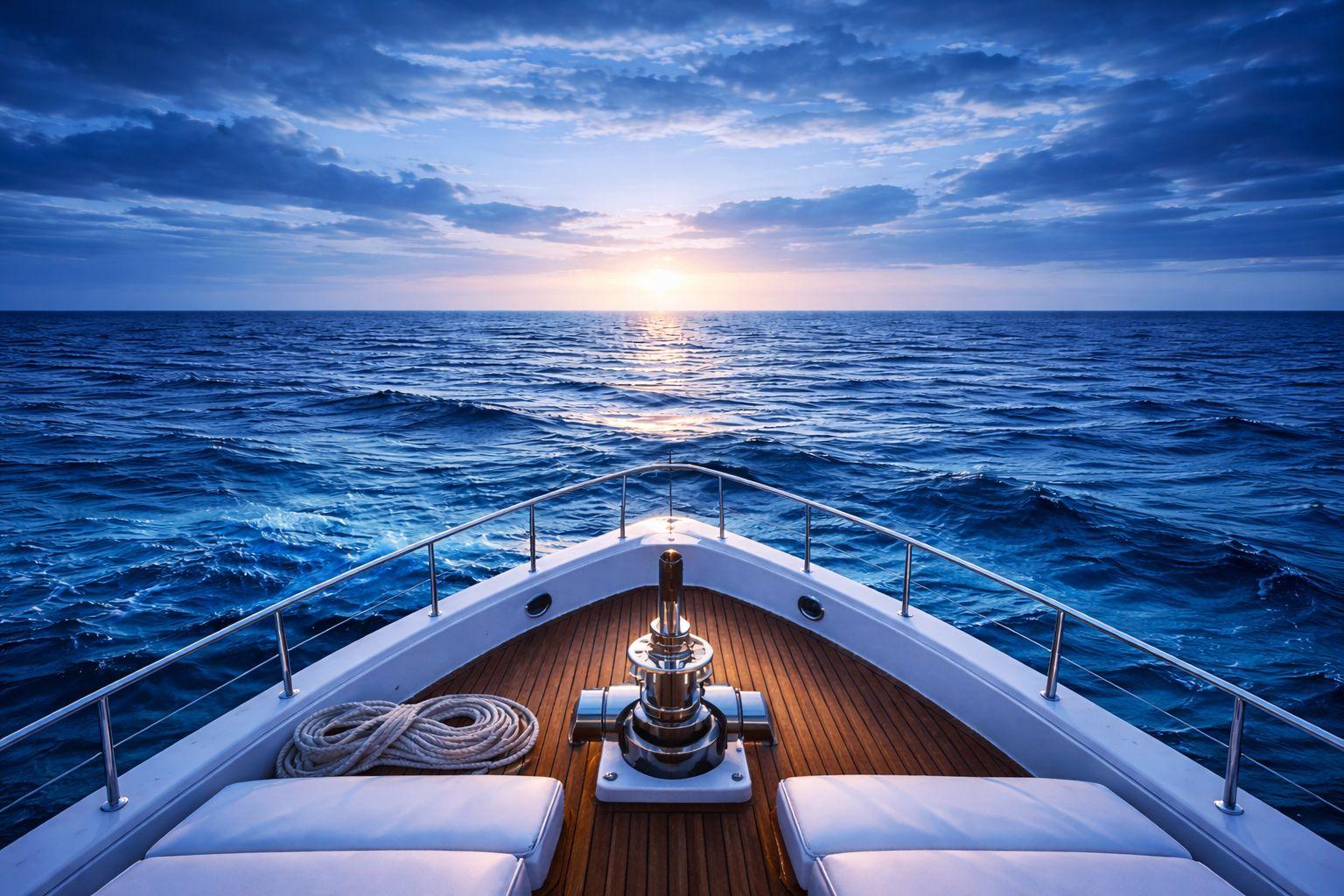 Open ocean at sunset from a dive boat